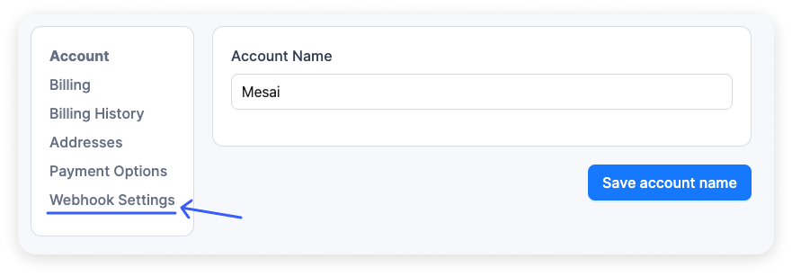 Navigate to Payment Options in account settings