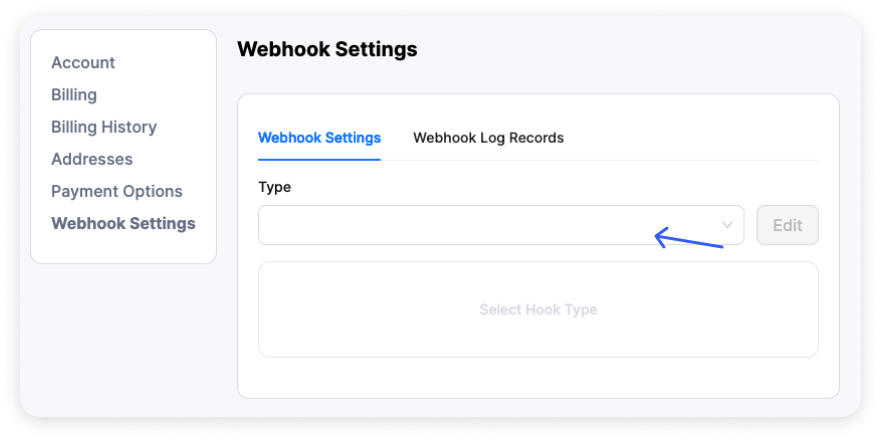 Select Webhook Settings from the menu